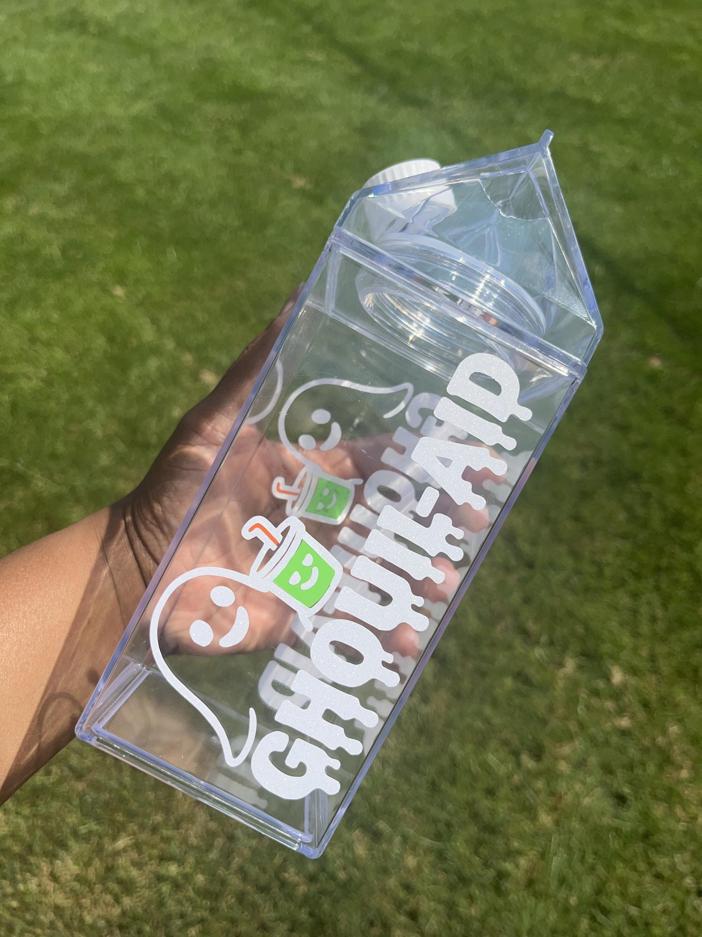 Ghoul-Aid 20oz Milk Carton Water Bottle – Cute Ghost Halloween Cup – Spooky Season Reusable Drinkware – Novelty Ghost Party Favor
