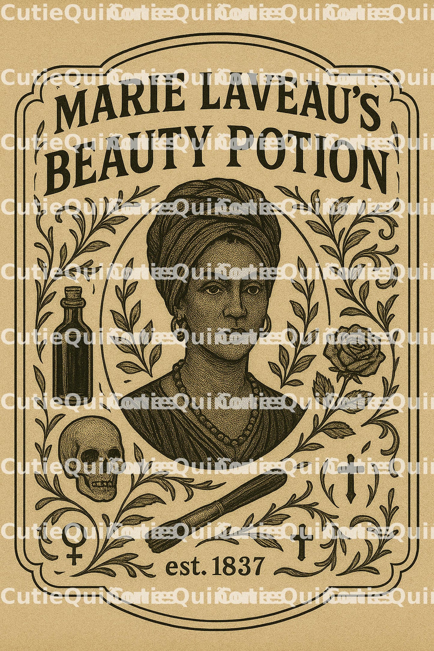 Marie Laveau’s Beauty Potion – Vintage Printable Label (DIGITAL DOWNLOAD)