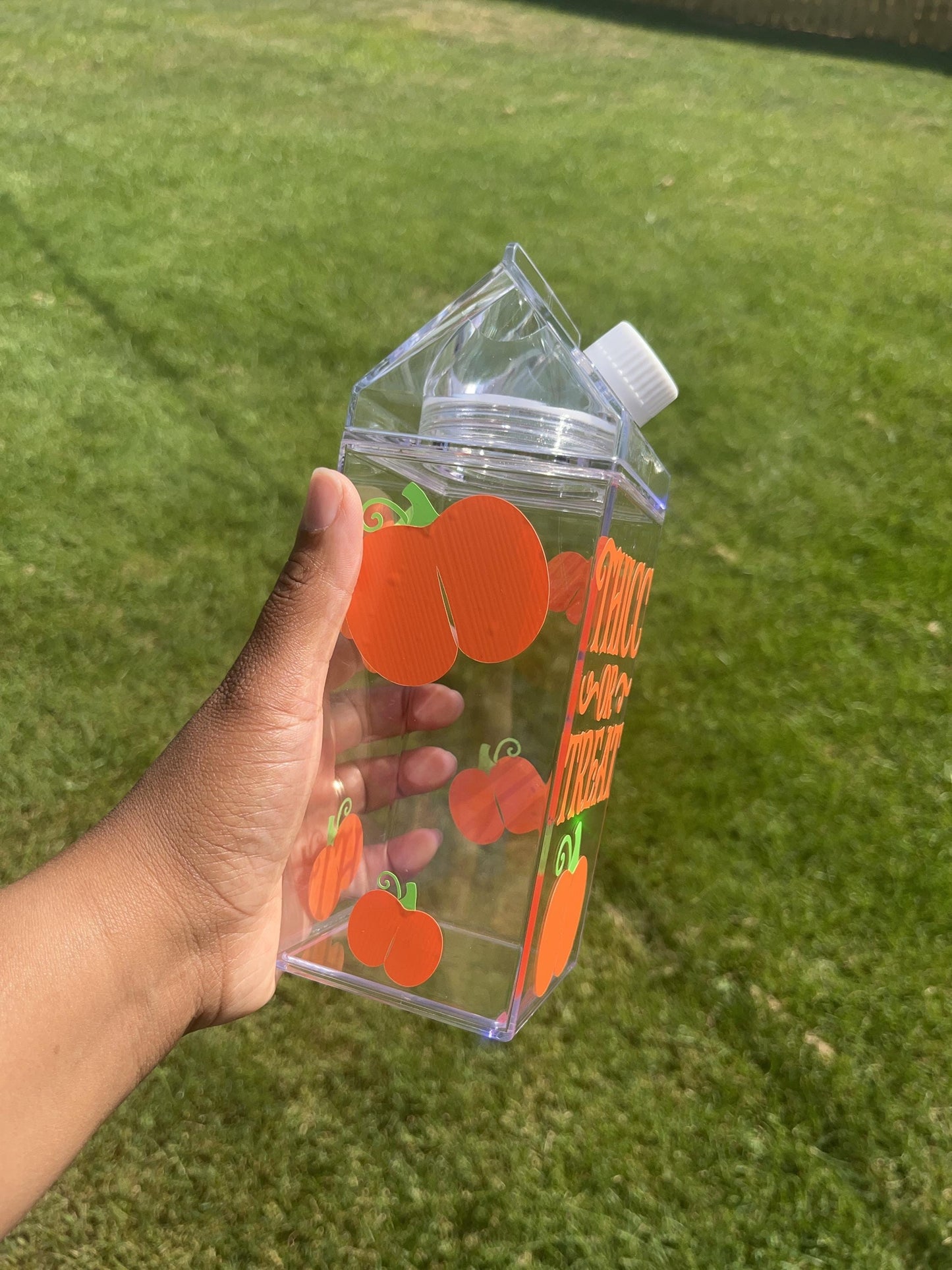 Thicc or Treat Milk Carton Water Bottle: Spooky Halloween Drinkware