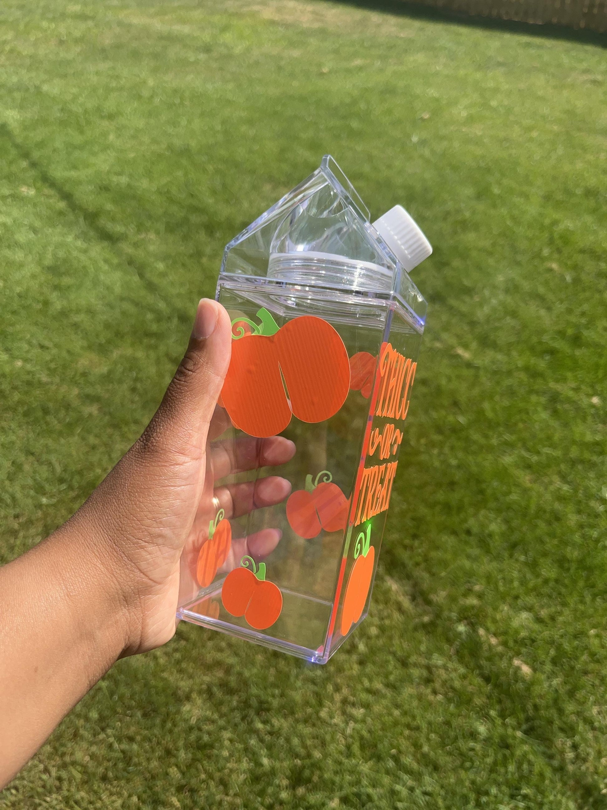 Thicc or Treat Milk Carton Water Bottle: Spooky Halloween Drinkware