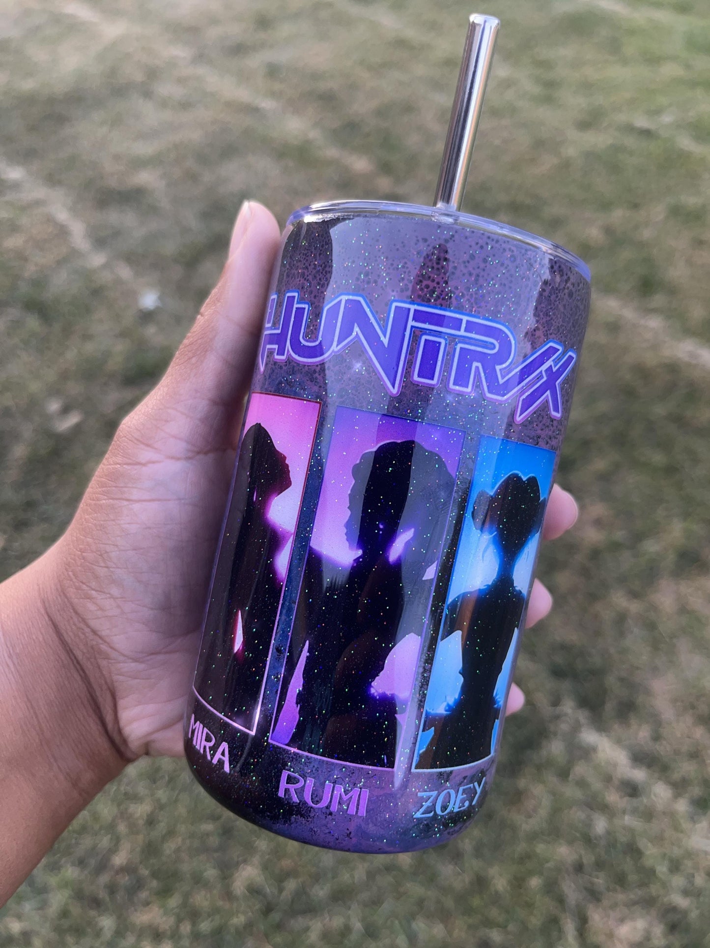 HUNTR/X Galaxy Tumbler – Featuring Rumi, Mira & Zoey Available in 12oz, 20oz, and 30oz
