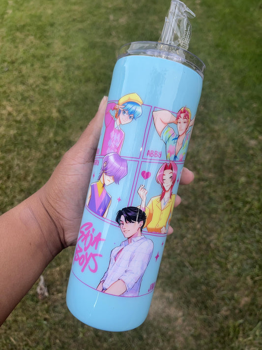 Saja Boys Tumbler Illustrated Cup Featuring Abby, Mystery, Baby, Jinu, Romance | Multiple Sizes | Cute Character Drinkware with Lid & Straw