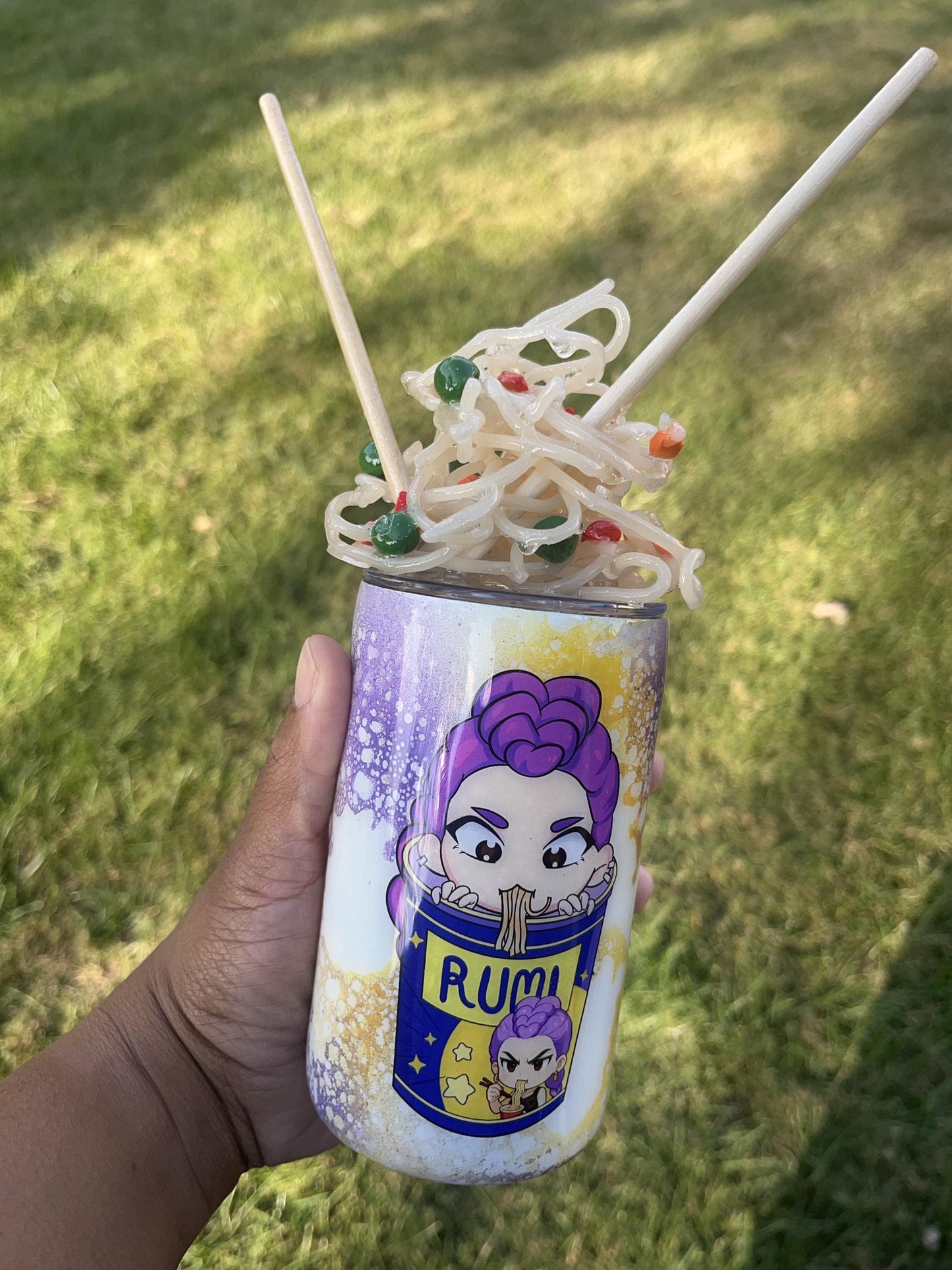 K-Pop Demon Hunters Ramen Tumbler with Magnetic Topper | Anime Cup | Kawaii Drinkware | Rumi, Zoey, Mira | Custom Name | 12oz-30oz