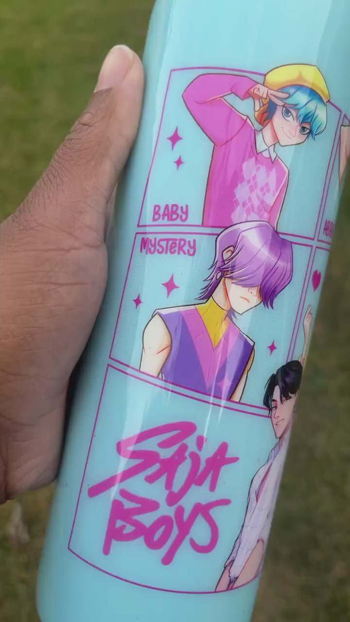 Saja Boys Tumbler Illustrated Cup Featuring Abby, Mystery, Baby, Jinu, Romance | Multiple Sizes | Cute Character Drinkware with Lid & Straw