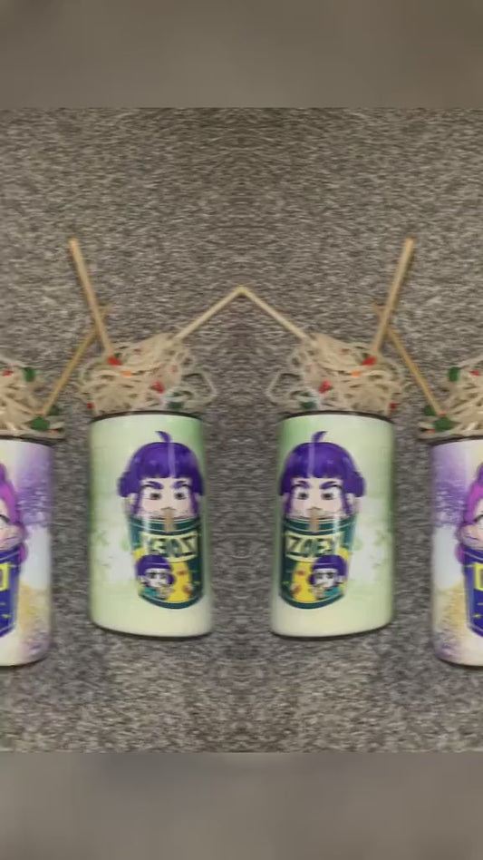 K-Pop Demon Hunters Ramen Tumbler with Magnetic Topper | Anime Cup | Kawaii Drinkware | Rumi, Zoey, Mira | Custom Name | 12oz-30oz