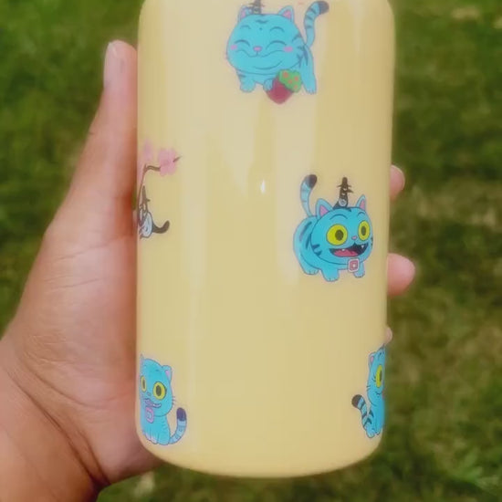 Derpy the Blue Tiger & Sussy the Six-Eyed Magpie Cream Tumbler