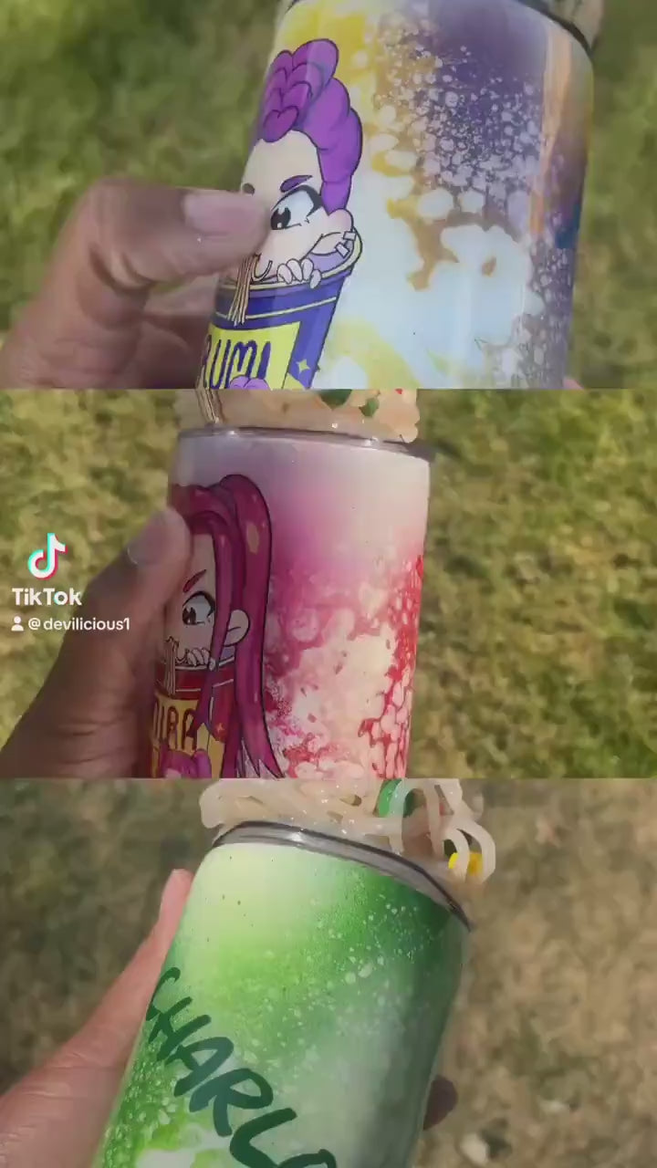 K-Pop Demon Hunters Ramen Tumbler with Magnetic Topper | Anime Cup | Kawaii Drinkware | Rumi, Zoey, Mira | Custom Name | 12oz-30oz