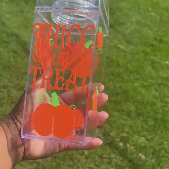 Thicc or Treat Milk Carton Water Bottle: Spooky Halloween Drinkware